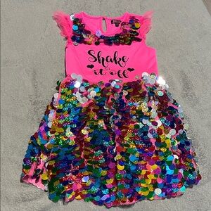 JoJo’s Closet - Jojo Siwa Pink and Multicolor Sequin Dress Shake It Off 7/8